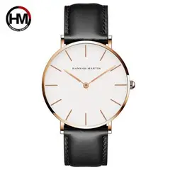 HANNAH MARTIN - Reloj Acero Oro Rosa y Cuero Negro HAN-M-10