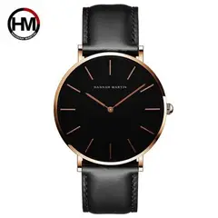 HANNAH MARTIN - Reloj Acero Oro Rosa y Cuero Negro HAN-12