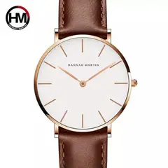 HANNAH MARTIN - Reloj Acero Oro Rosa y Cuero Marrón HAN-9