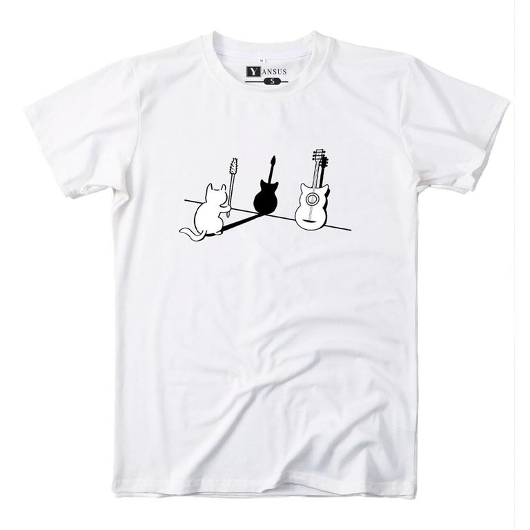 Polo Hombre Blanco Estampado Gato