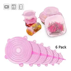 TODO FIT - Tapas de Silicona Elásticas 6 Tamaños de Fundas para Tazones rosado