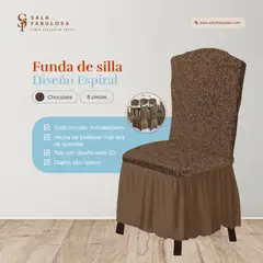 SALA FABULOSA - Funda de silla 8 piezas - Chocolate - Espiral 3D