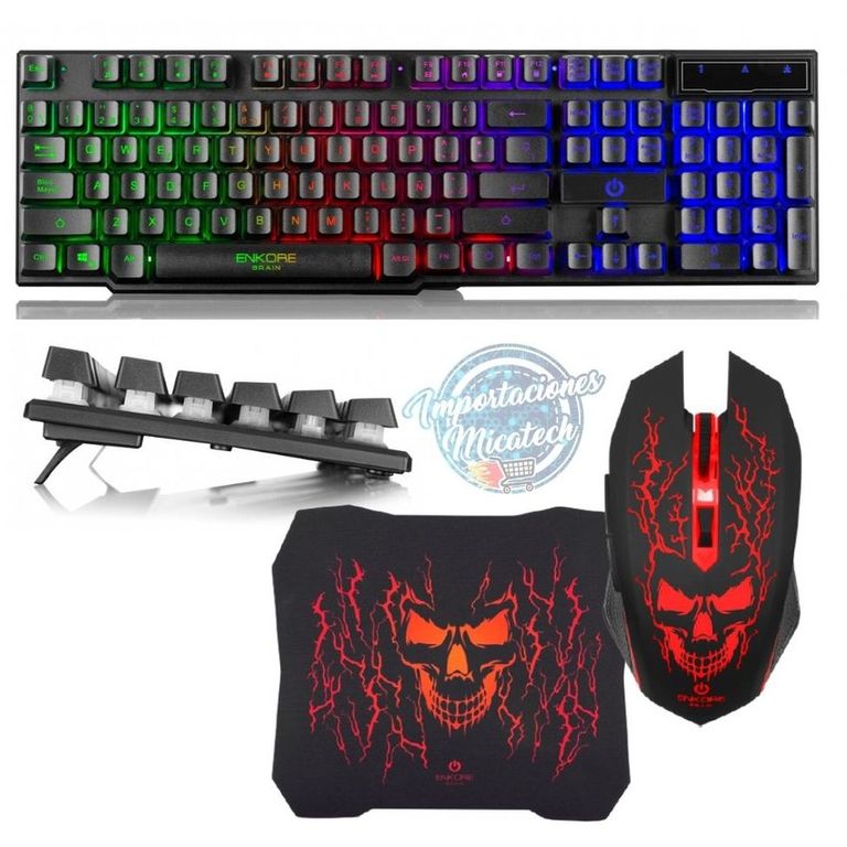 Kit gamer 3 en 1 brain : teclado semimecánico+ mouse + pad
