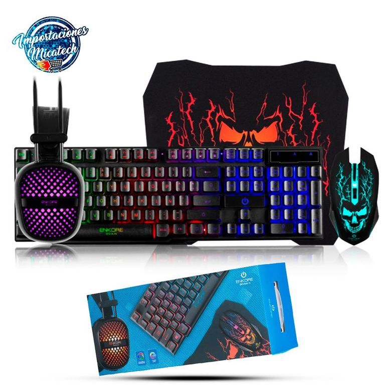 Kit gamer 4 en 1: Audífono + Teclado Semimecánico + mouse 3600dpi+ pad