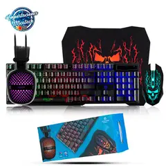ENKORE - Kit gamer 4 en 1: Audífono + Teclado Semimecánico + mouse 3600dpi+ pad
