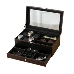 GENERICO - Porta relojes fibra de carbono para 12 relojes mas joyero