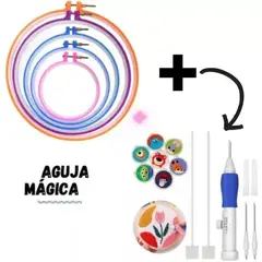 GENERICO - Aguja Magica Skc Set Aros De Bordar Bastidor 05 Unids
