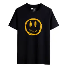 YANSUS - Polo Hombre Negro Estampado Cara Feliz