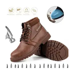 BLWOENS - Zapatos de trabajo hombre seguridad y antipinchazos-marrón