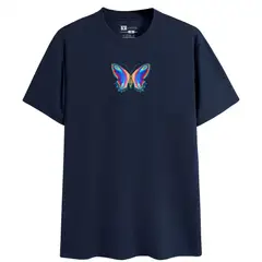 YANSUS - Polo Hombre Azul Marino Estampado Mariposa