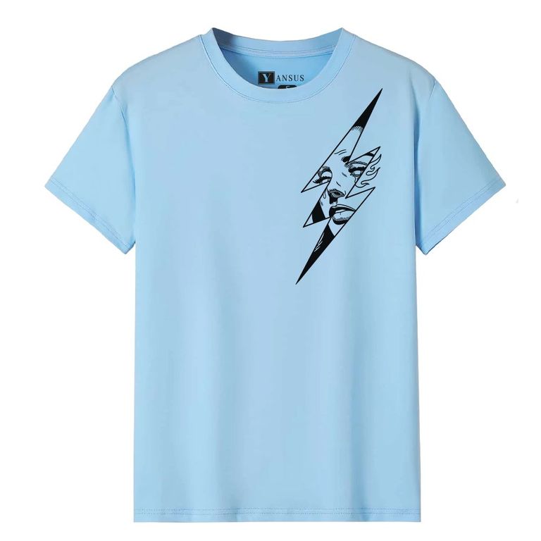 Polo Hombre Celeste Estampado Rayo