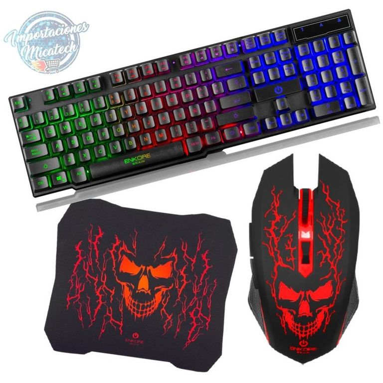 Kit gamer 3 en 1: teclado semimecánico brain+ mouse épico+ pad