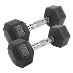 GENERICO - Par De Mancuernas Hexagonales REVESTIDO 5KG