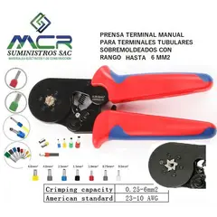 GENERICO - ALICATE PRENSA TERMINAL TUBULAR SOBREMOLDEADO 6 PUNTAS