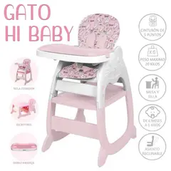 HI BABY - Silla de Comer Acolchonado Gato Rosa