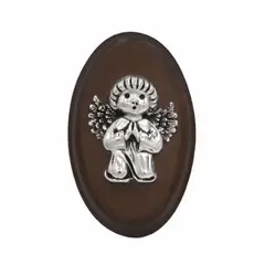 ARGENTARIA - Medalla Oval 13cm Angel Rezando - Plaqué y Madera