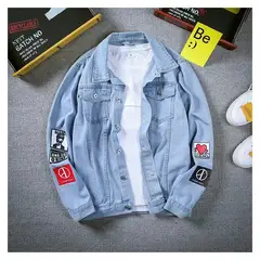 VATYERTY - Chaqueta de mezclilla vaquera vaquera para hombre-azul