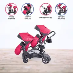 EBABY - Coche Cuna Mellicero »DUO PRANT» RED