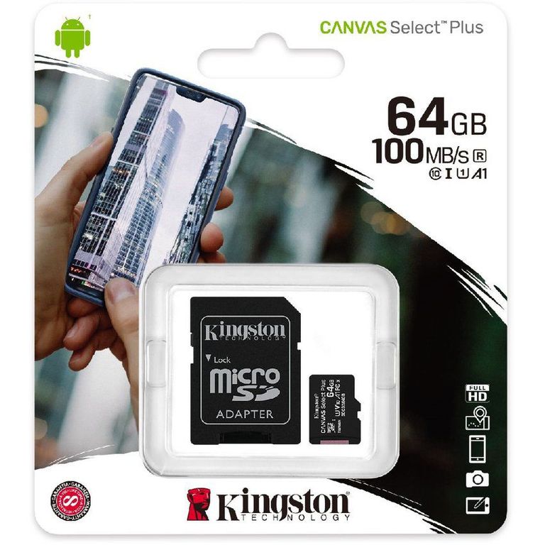 Tarjeta memoria microsd canvas select plus a1 100mb/s full hd 64gb