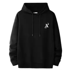 YANSUS - Polera Hombre Negro Con Capucha Y Estampado