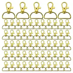 GENERICO - 100 Ganchos Giratorios 25mm Dorado En D, Mosquetón Llavero