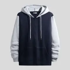 YANSUS - Polera Casaca Hombre Azul Marino Capucha melange