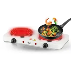 RAFF - Cocina Eléctrica 2 Hornillas Portátil RAF1400 2000W