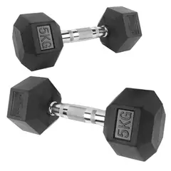 GENERICO - Mancuernas Hexagonales De Caucho 5Kg - Par