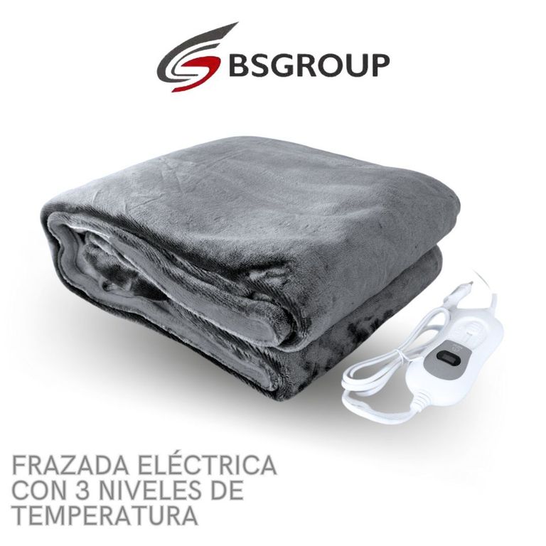 Frazada Eléctrica Segura Temperatura Regulable Lavable BS Group Gris
