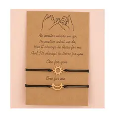 GENERICO - Set x 2 pulseras sol y luna dorada para parejas o mejores amigos