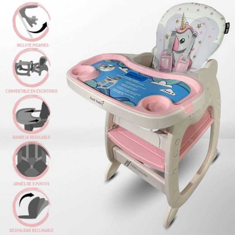Silla de comer gato 3 en 1 rosado
