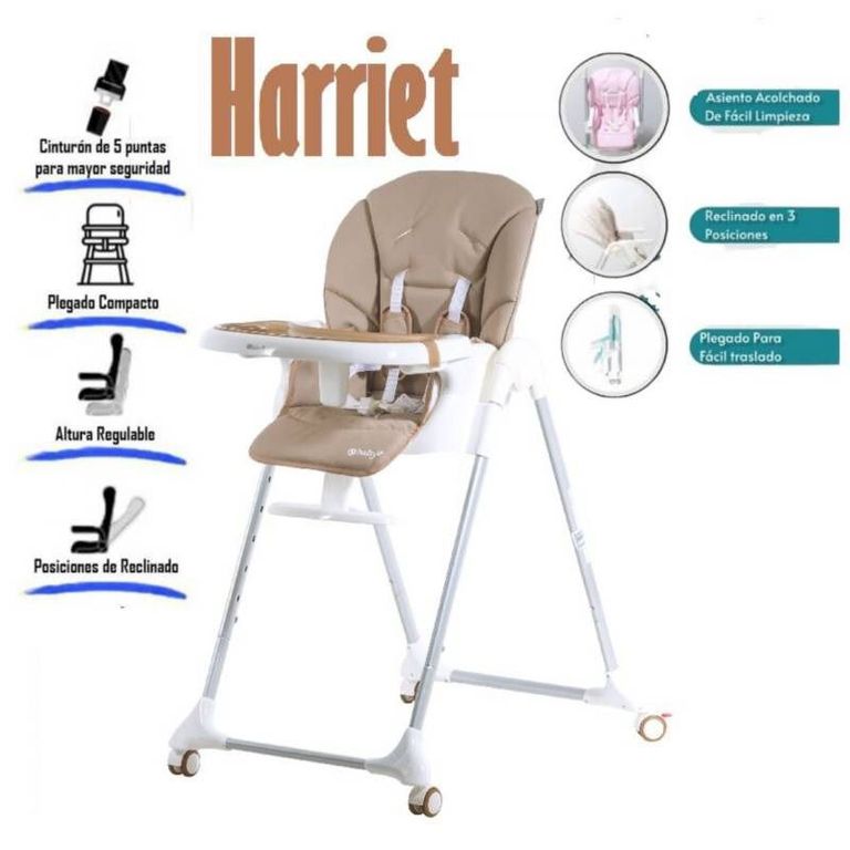 Silla de comer con llantes de freno harriet Beige
