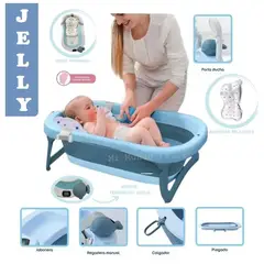 BABY KITS - Tina de baño con termómetro y rociador Azul