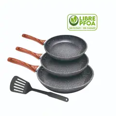 Reyna - Juego de Sartenes Antiadherentes Petra Color Negro