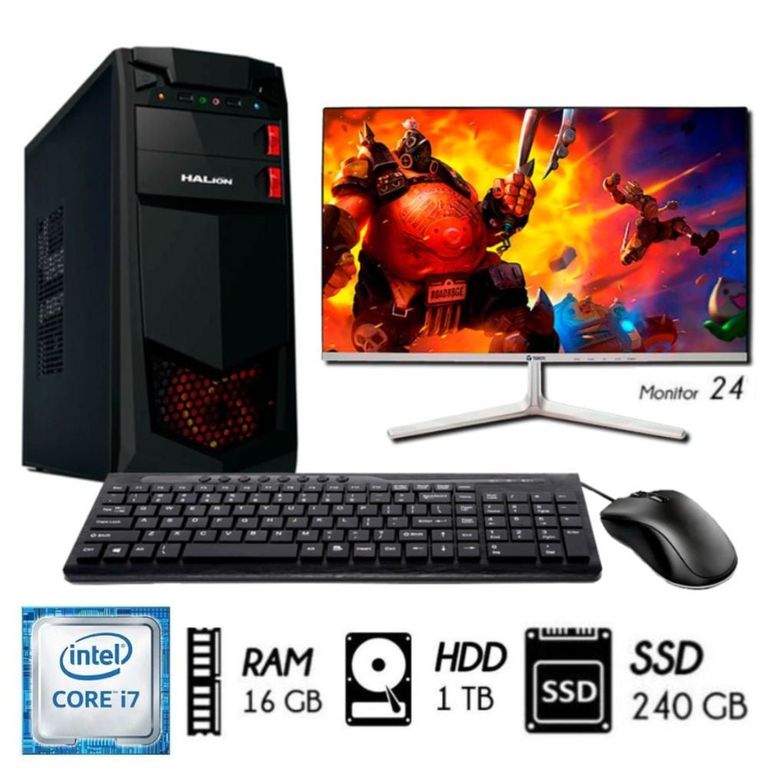 Computadora Pc Core i7 32ghz Ram 16GB Disco 1TB +SSD 240GB Monitor 24´´