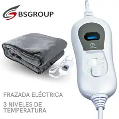 GENERICO - Frazada Eléctrica Segura Temperatura Regulable Lavable BS Group Gris
