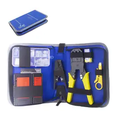 JPSYSTEMS - Kit para redes LAN Crimpeador + Testeador red + Batería + Pelacable + 15 Rj45 RJ11 NF-1206