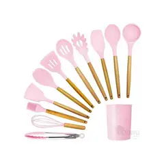 GENERICO - SET DE 12 UTENSILIOS PARA COCINA Y REPOSTERIA ROSADO