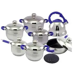 GENERICO - Juego de ollas acero inoxidable 13 pzas