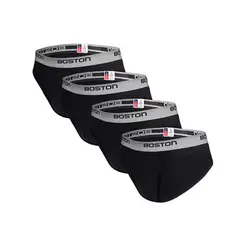 BOSTON - Pack x4 Trusas Hombre Bikini Negro