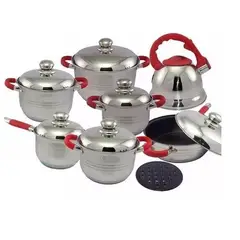 GENERICO - Juego de ollas acero inoxidable 13 pzas