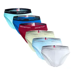 BOSTON - Pack X6 Trusas Hombre Algodón Diseño Deportivo