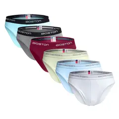 BOSTON - Pack X6 Trusas Hombre Algodón Diseño Deportivo
