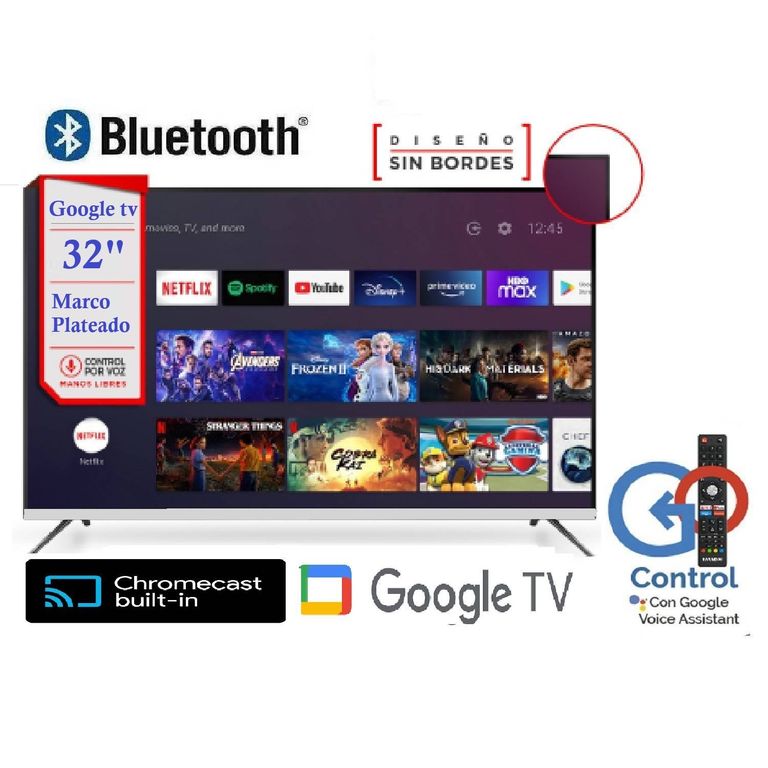 QLed Smart 32 Pulgadas Control de voz HYLED3259QG Google TV