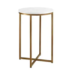 DECOR MESAS - Mesa Lateral Circular - Mármol con estructura metálica