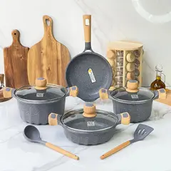 GENERICO - Juego De ollas Roca Volcanica 9 Piezas Gris Mgc