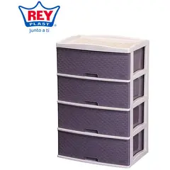 REYPLAST - Comoda Tejido En Ratán 4 Cajones Kusi