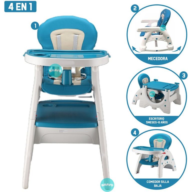 Silla Comedor para Bebé4en1 Carpeta Escritorio Mesa Mecedor