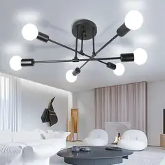 GENERICO - Lámpara colgante modelo araña color negro Incluye seis focos