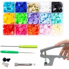 GENERICO - Broches Plástico Snap A Presión 12mm Kit Herramienta Ropa